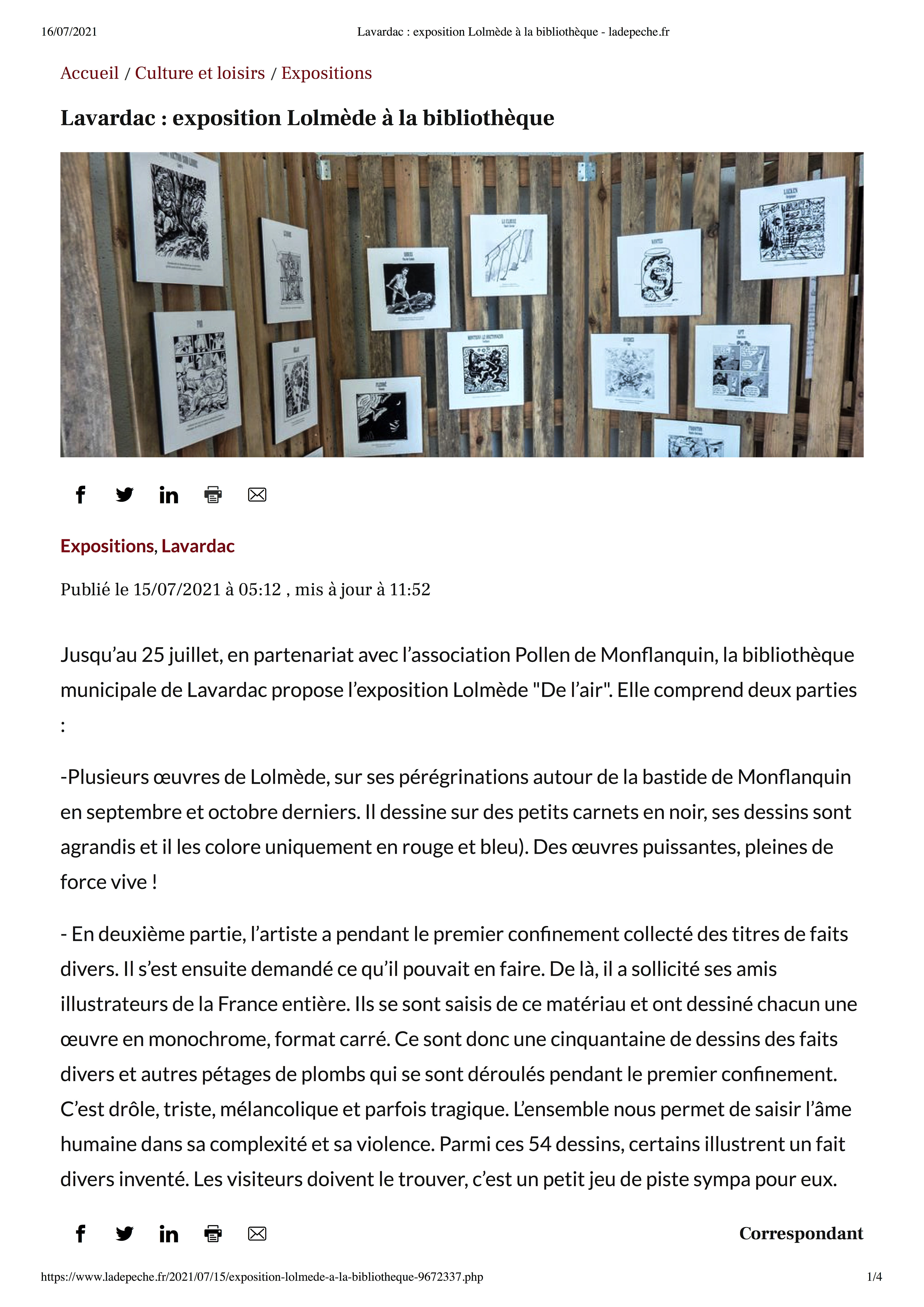 Mu Blondeau - La Depeche - Expo Lavardac - Lolmède