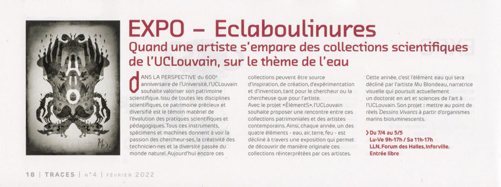 Mu Blondeau Eclaboulinures UCL Culture Traces